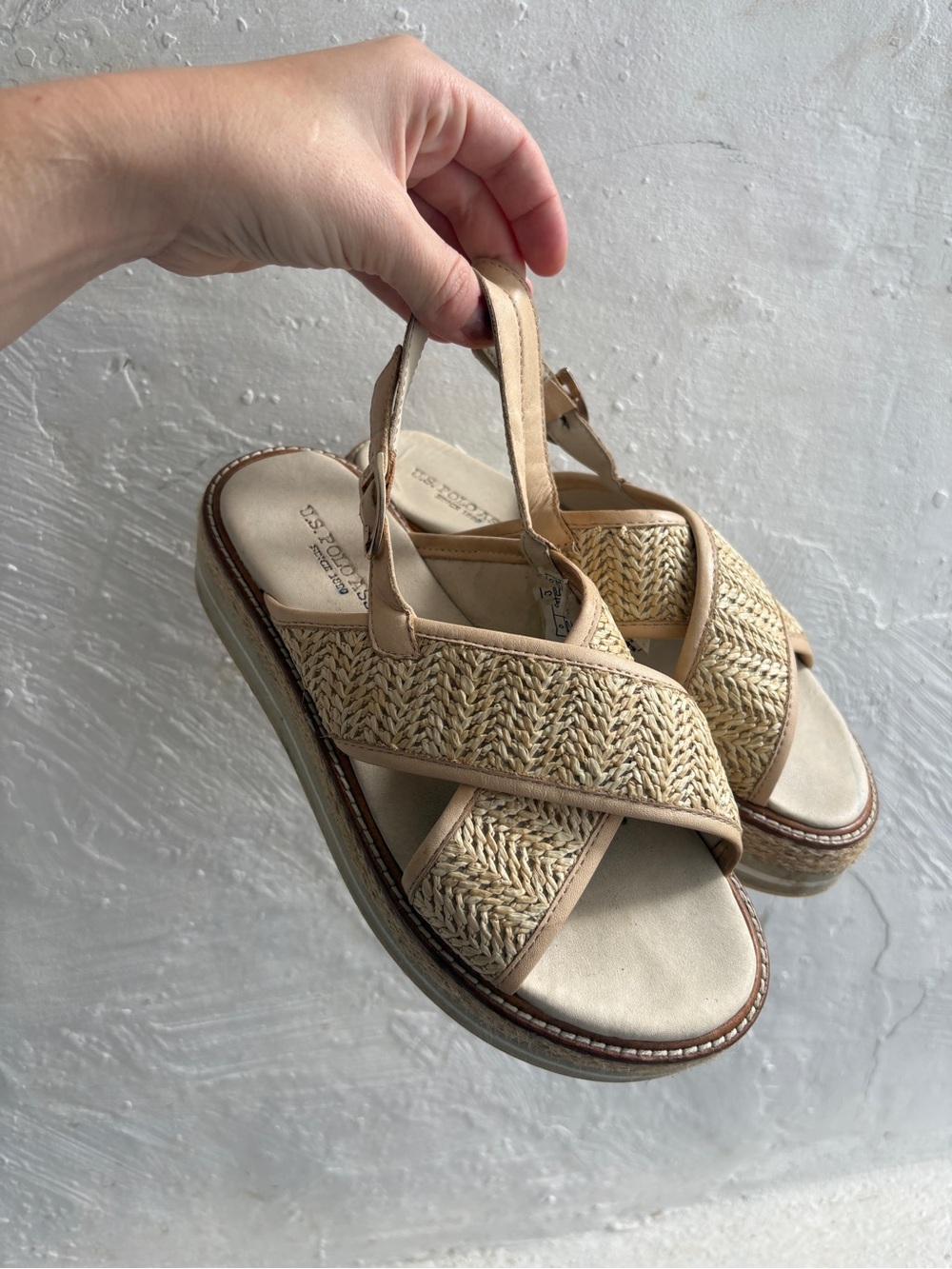 U.S. Polo Assn. boho women's beige platform sandals size 6